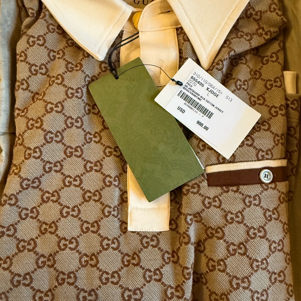 Gucci Beige and Brown Monogram Polo